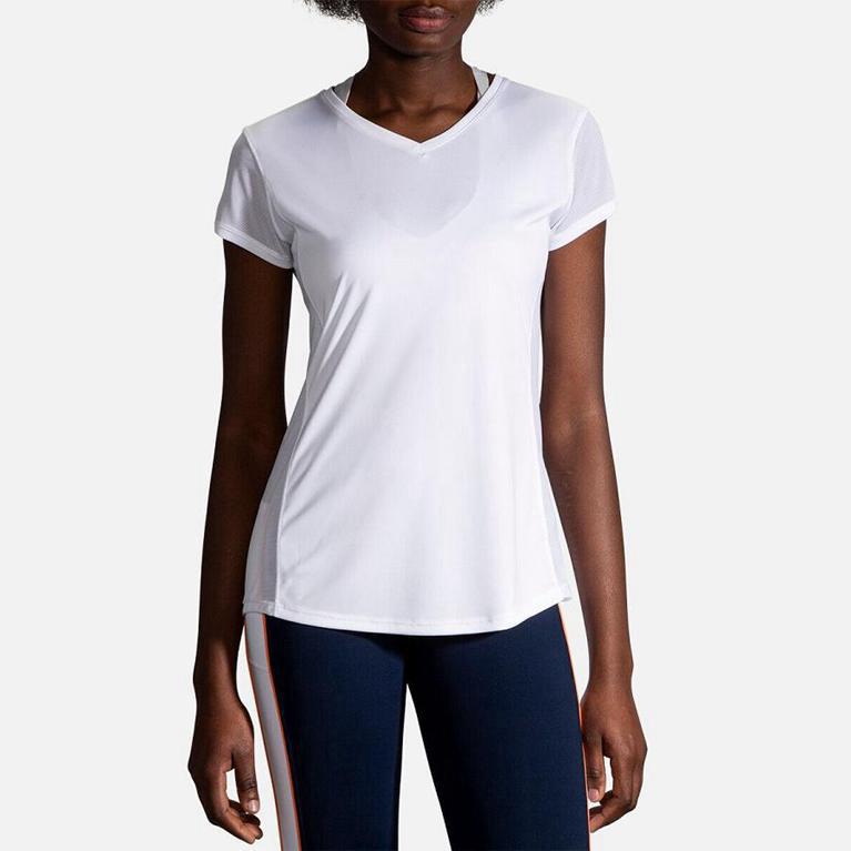 Brooks Stealth Womens Short Sleeve Running Shirt - White - Indonesia (JXRM-74019)